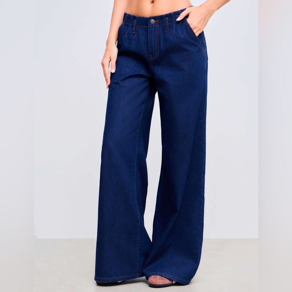 CIDER DENIM MID RISE BAGGY WIDE LEG JEANS SIZE SMALL